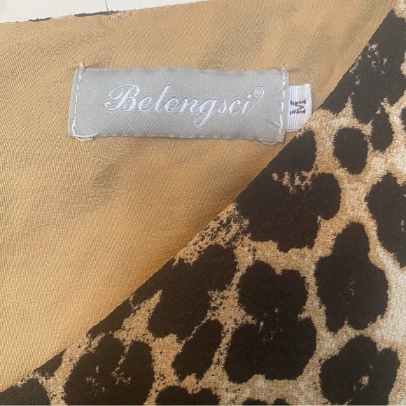 Belongsci Blouse Shirt Fully Lined Leopard Print Tunic with Bell Sleeves Size M - Picture 10 of 10